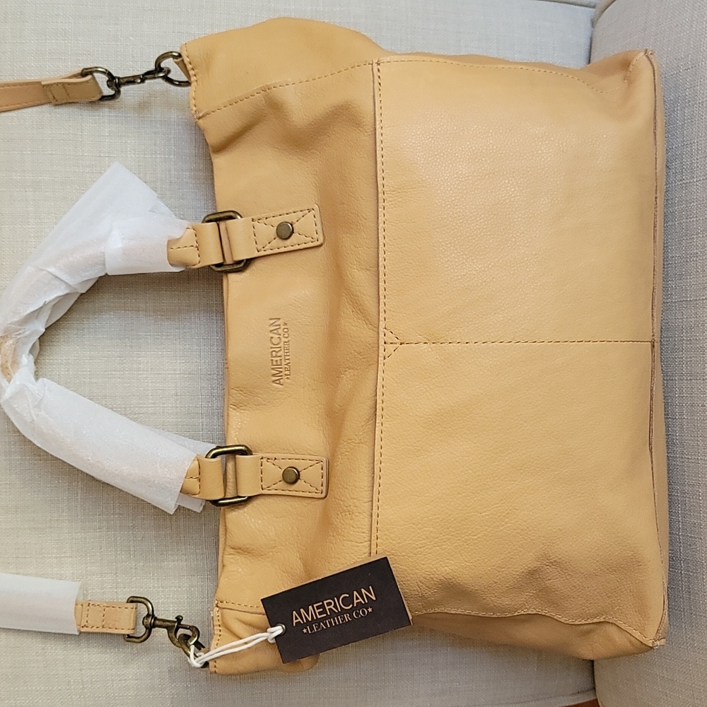 AMERICAN LEATHER CO. Carrie Cashew Leather Tote Bag